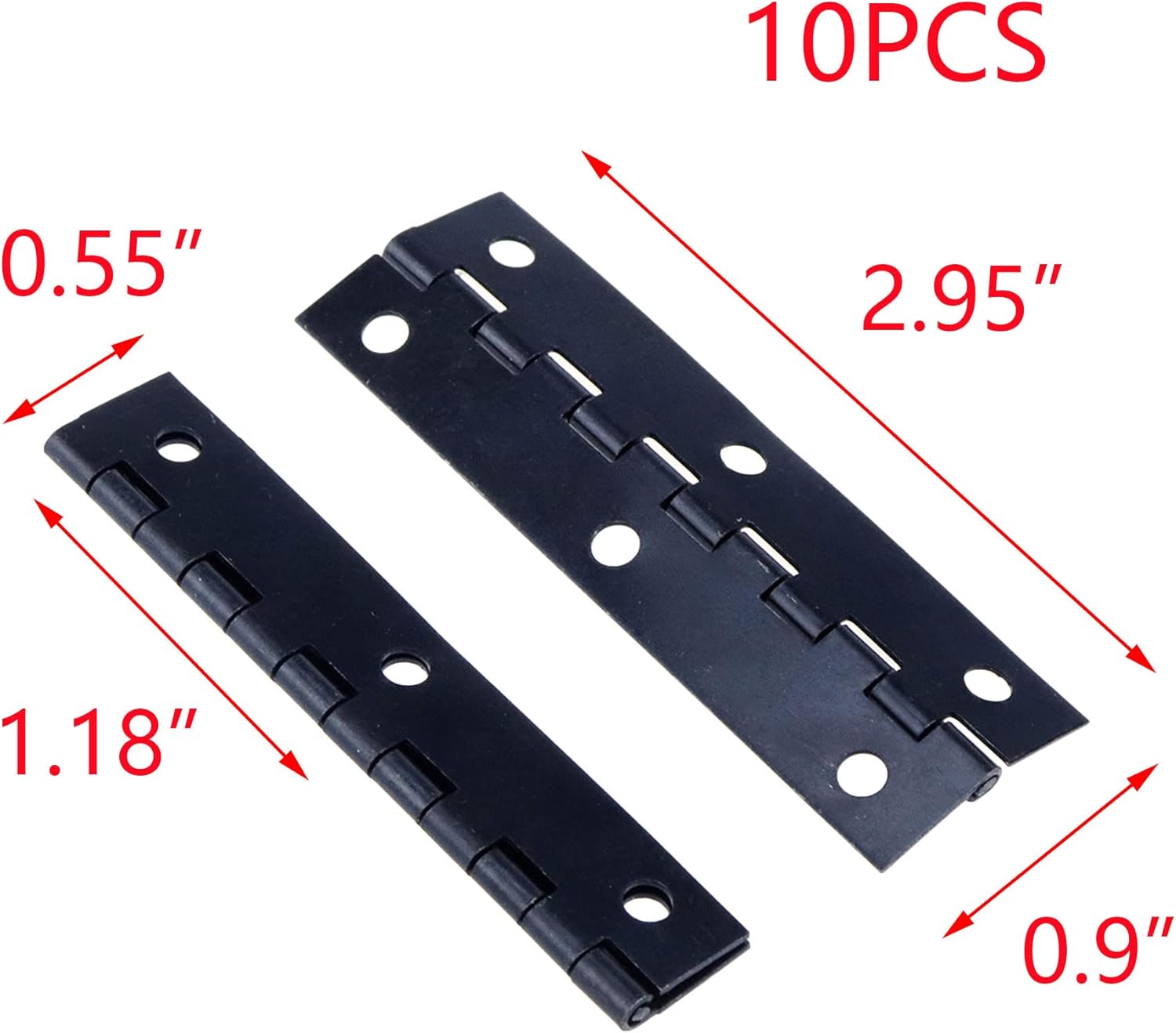 T Tulead Black Butt Hinges Narrow Iron Cabinet Hinges Toolbox Hinge 2.95"x0.9", Pack of 10 with Mounting Screws