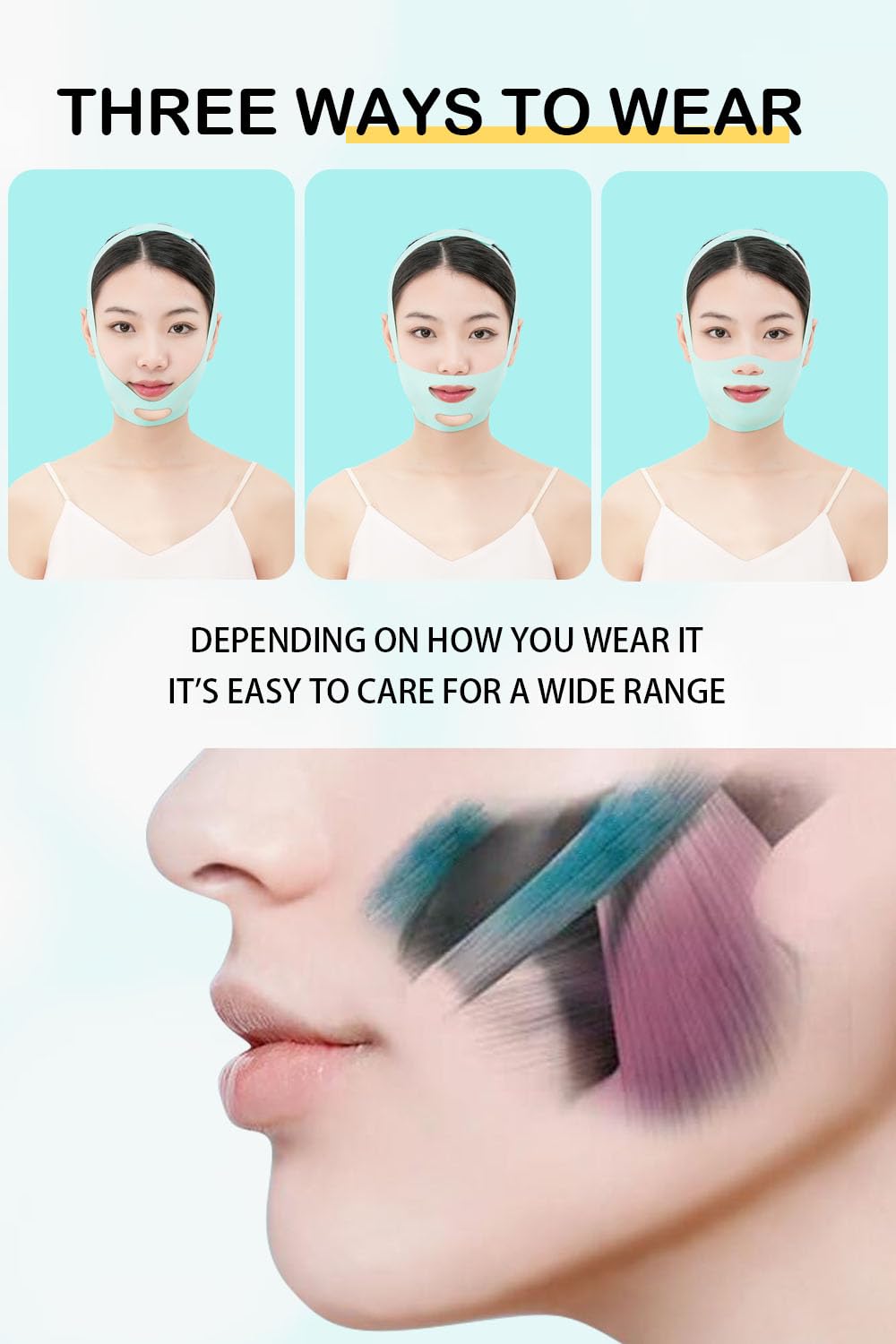 Cinturones faciales con correas ajustables, reductor de barbilla doble y dispositivo de elevación facial con 4 modos y 5 intensidades ajustables de engranajes, máquina inteligente de doble barbilla