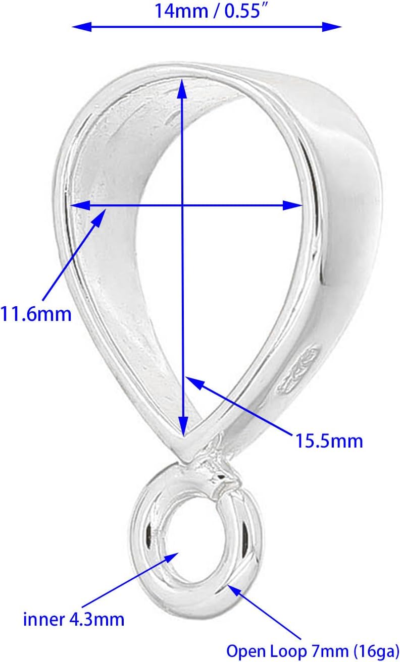 egemmall Extra Large Sterling Silver Slider Clasp Bail Connector for Necklace