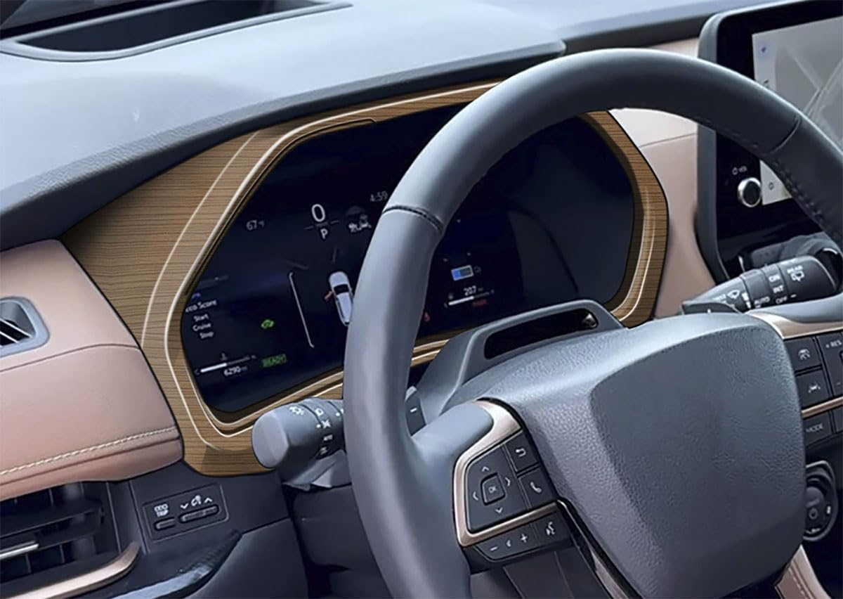 Car Dashboard Cover Compatible With Toyota New Grand Highlander 2024 2025 2026 Dash Board Instrument Panel Frame Dial Dashboard Trim Interior Car Accessories ABS 1PC (Peach Wood Style)