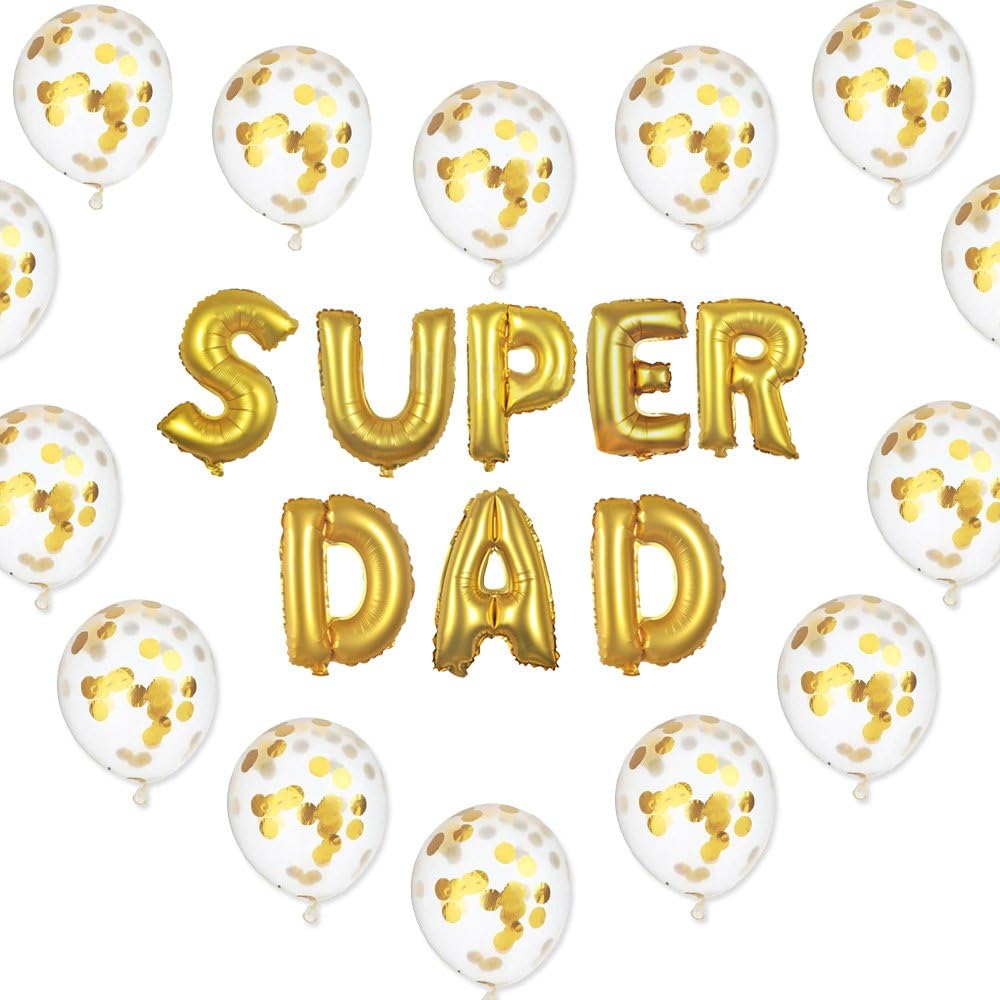 Sharlity Father's Day Balloons - 16" Letter Balloons with 10 Pack 12" Confetti Balloons for Father’s Day Birthday Party Decorations (DAD)
