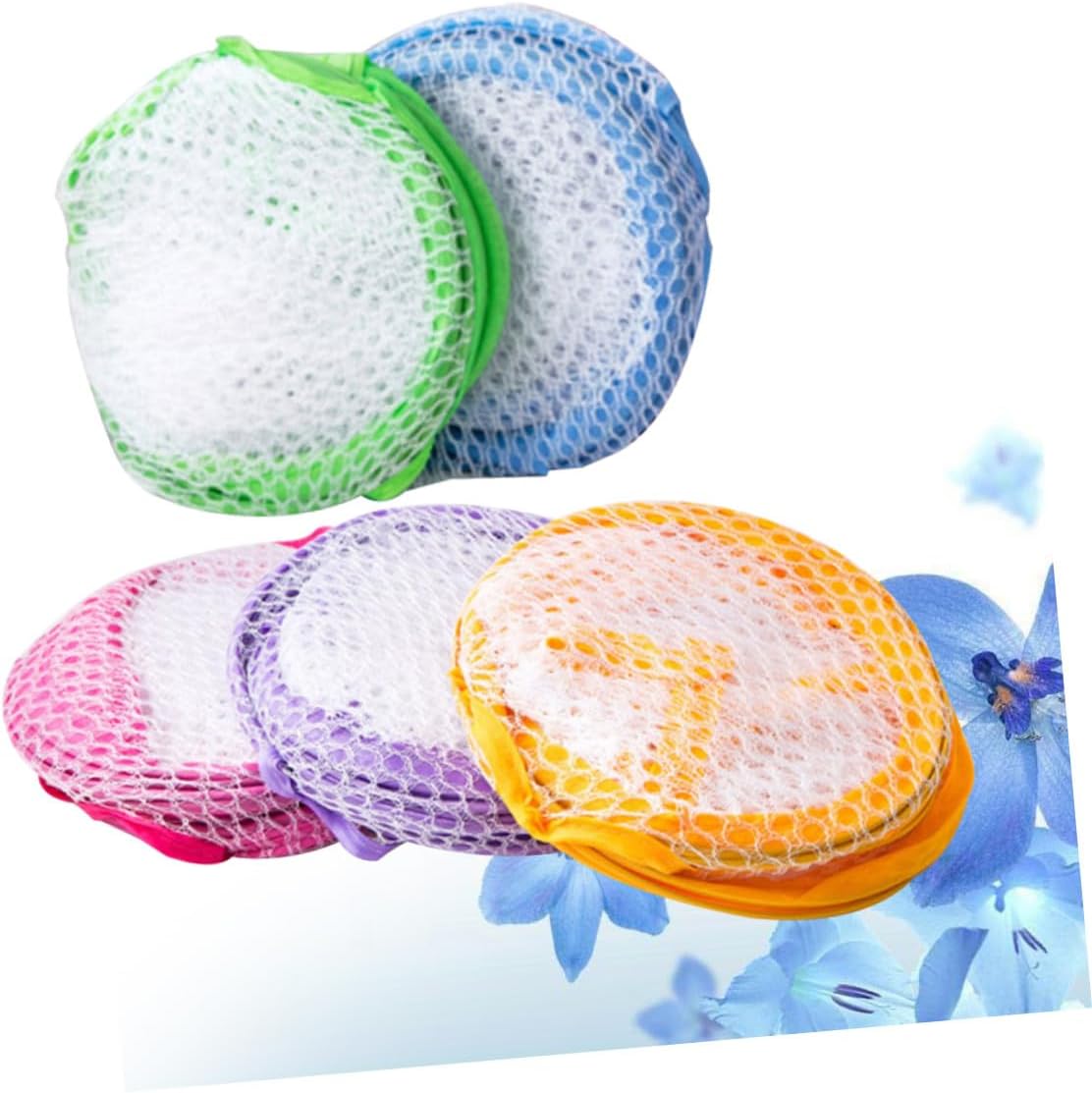 5pcs Folding Mesh Laundry Basket Nylon Collapsible Hamper with Handles for Bedroom Bathroom Dorm Storage and Organizing Clothes Random Color