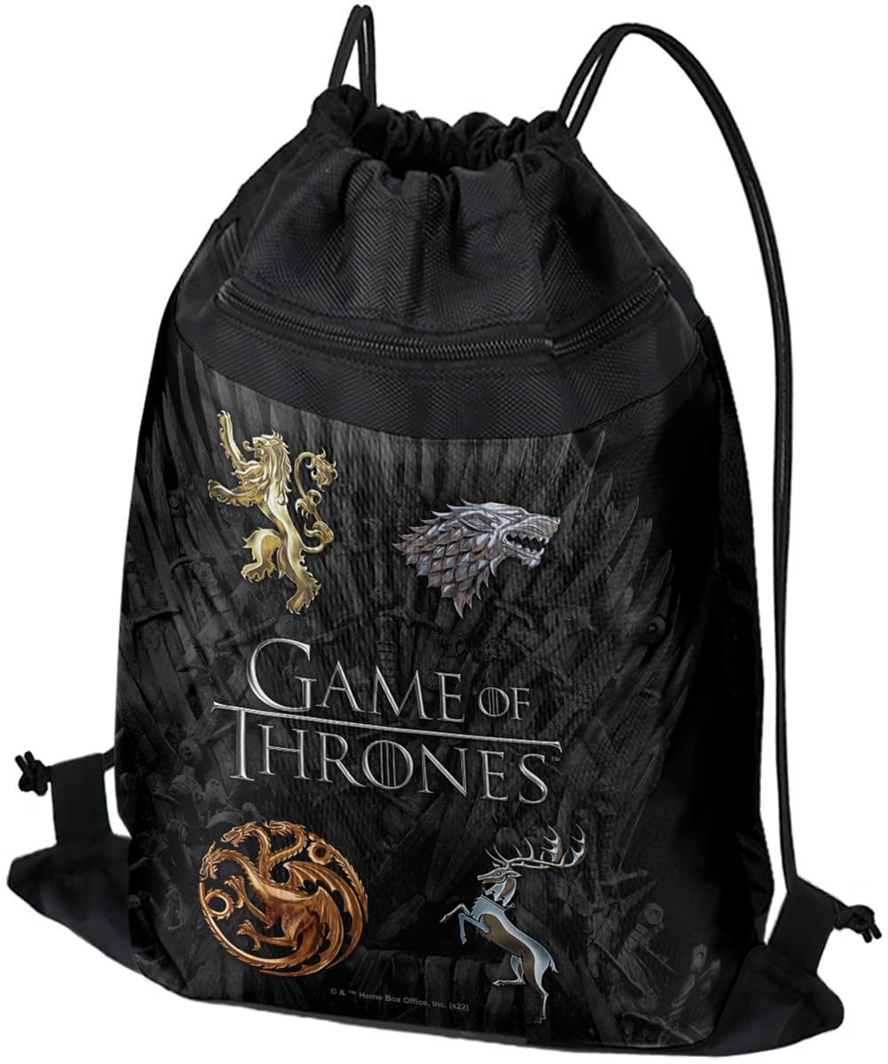 LOGOVISION Game of Thrones Chrome House Sigils Drawstring Backpack Sports Bag Sackpack 17