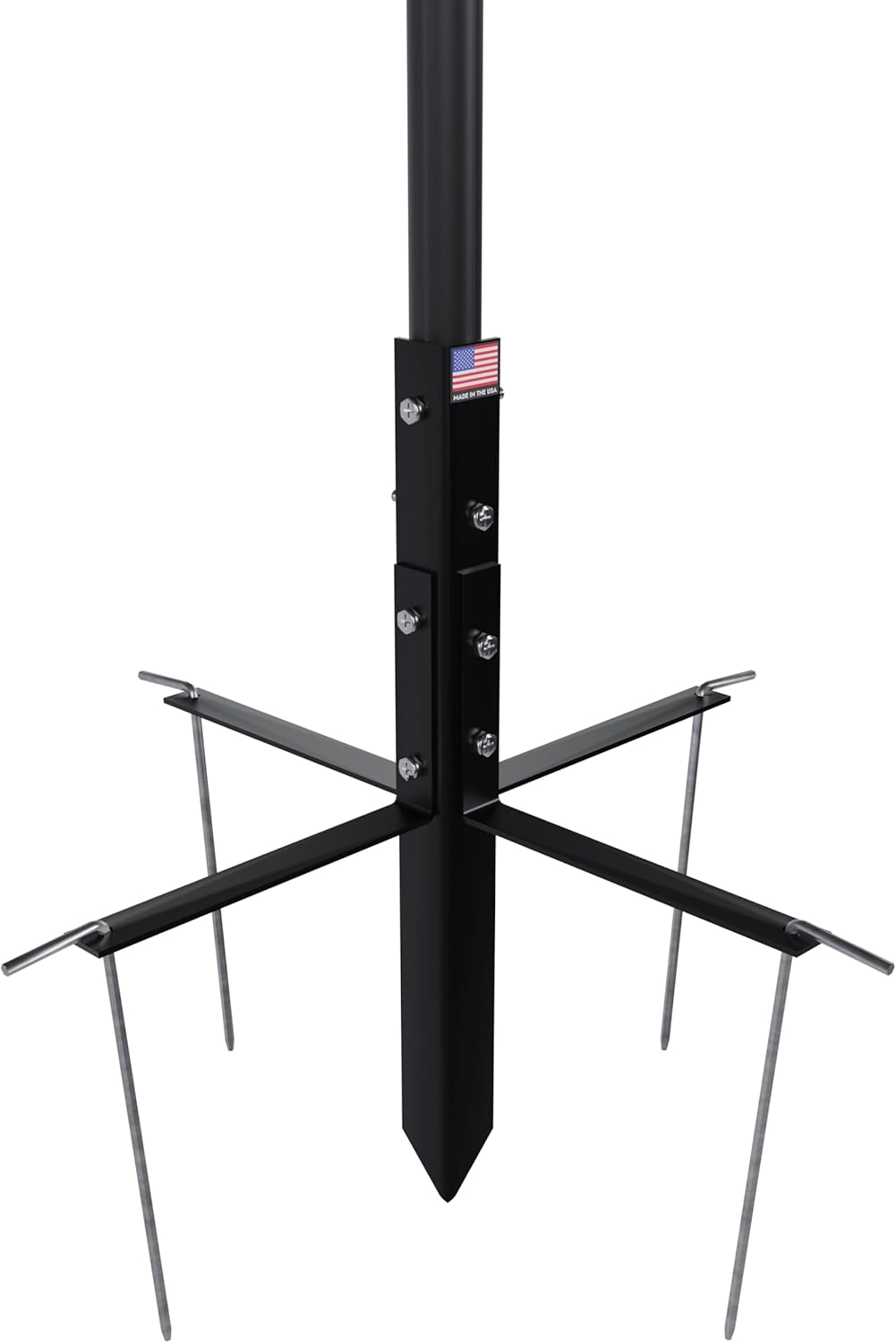 Universal Pole Mount with Guy-Wires - Compatible with Tropo Rain Gauge & Other Lightweight Weather Stations - Easy-to-Install, Adjustable & Weatherproof - Powder Coated Steel Mount - Made in The USA