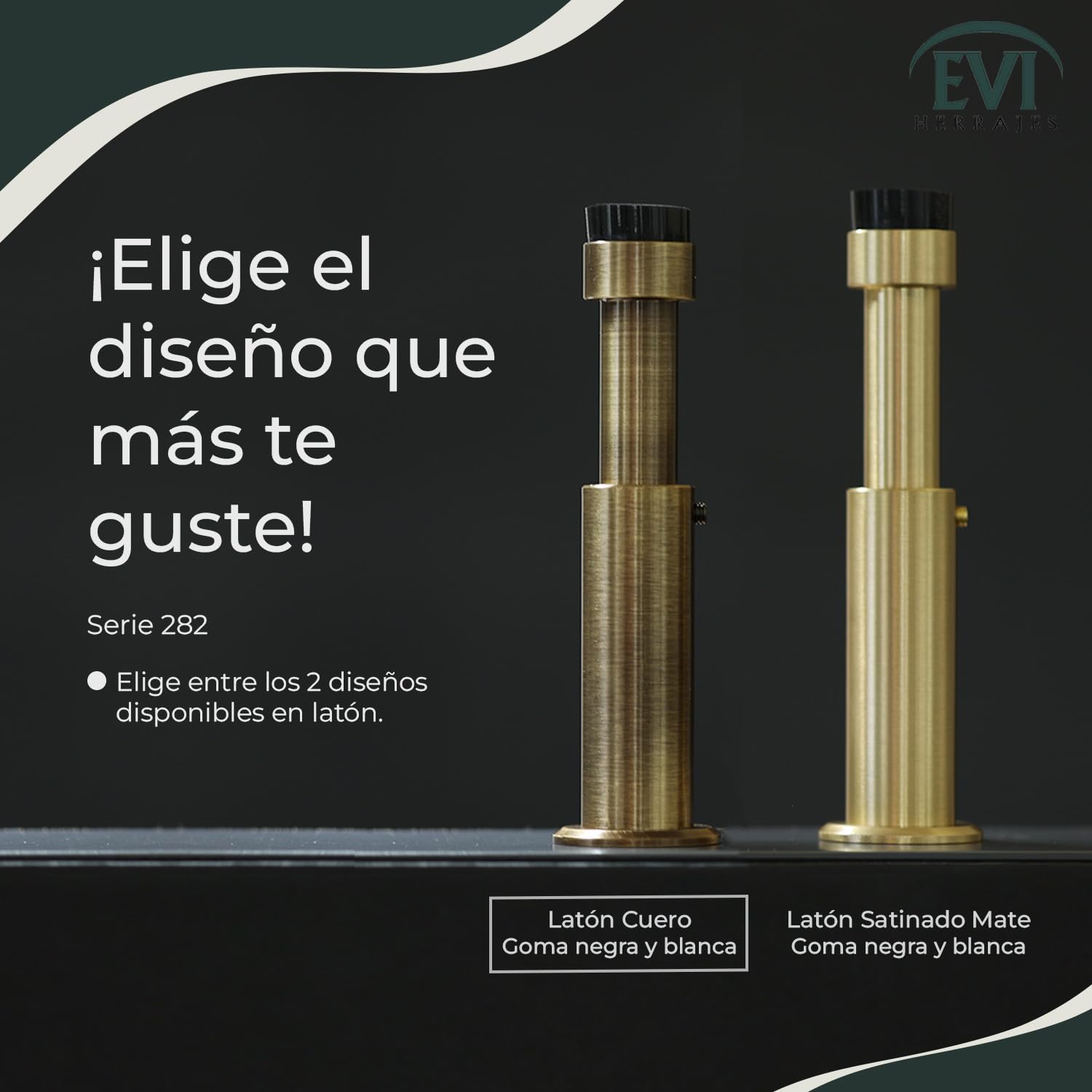 EVI HERRAJES Tope de Puerta de Pared Regulable, Instalación con Tirafondo en Base Roscada, Protectores Incluidos, I-282CBCU (Latón Cuero Envenjecido)