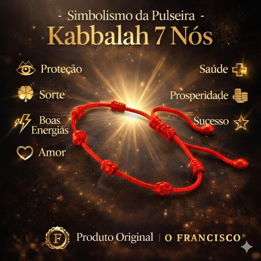 Kit 2 Pulseira Kabbalah 7 Nós Vermelha Ajustável de 15 a 25cm O Francisco Original