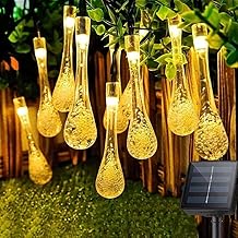 Solar LED String Light, Solar Powered Waterdrop Fairy Lights Waterproof Outdoor String Light for Passageways Gardens Porch Yards Decoration with 30 Light