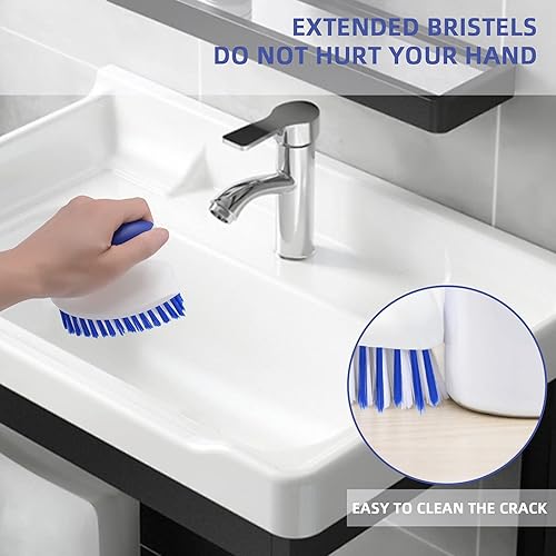 Miniatura 3 de Paquete de 2 cepillos de limpieza resistentes con agarre cómodo para baño, ducha, alfombras, fregaderos