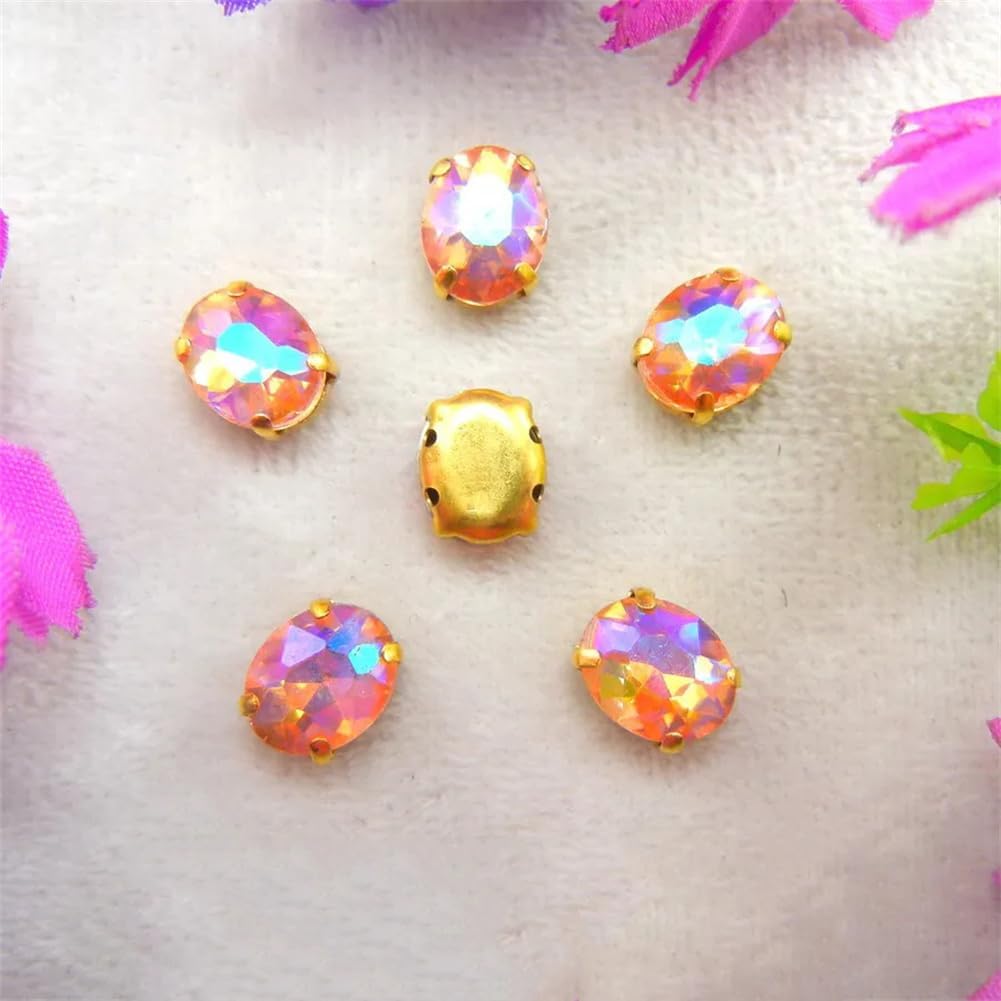 10 Pezzi, Strass In Cristallo Posteriore Piatto, Cristallo