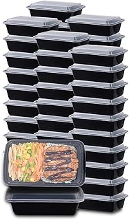 WGCC Meal Prep Containers, 50 Pack Extra-thick Food Storage Containers with Lids, Disposable & Reusable Plastic Bento Lunch Box, BPA Free, Stackable, Microwave/Dishwasher/Freezer Safe (24 oz)