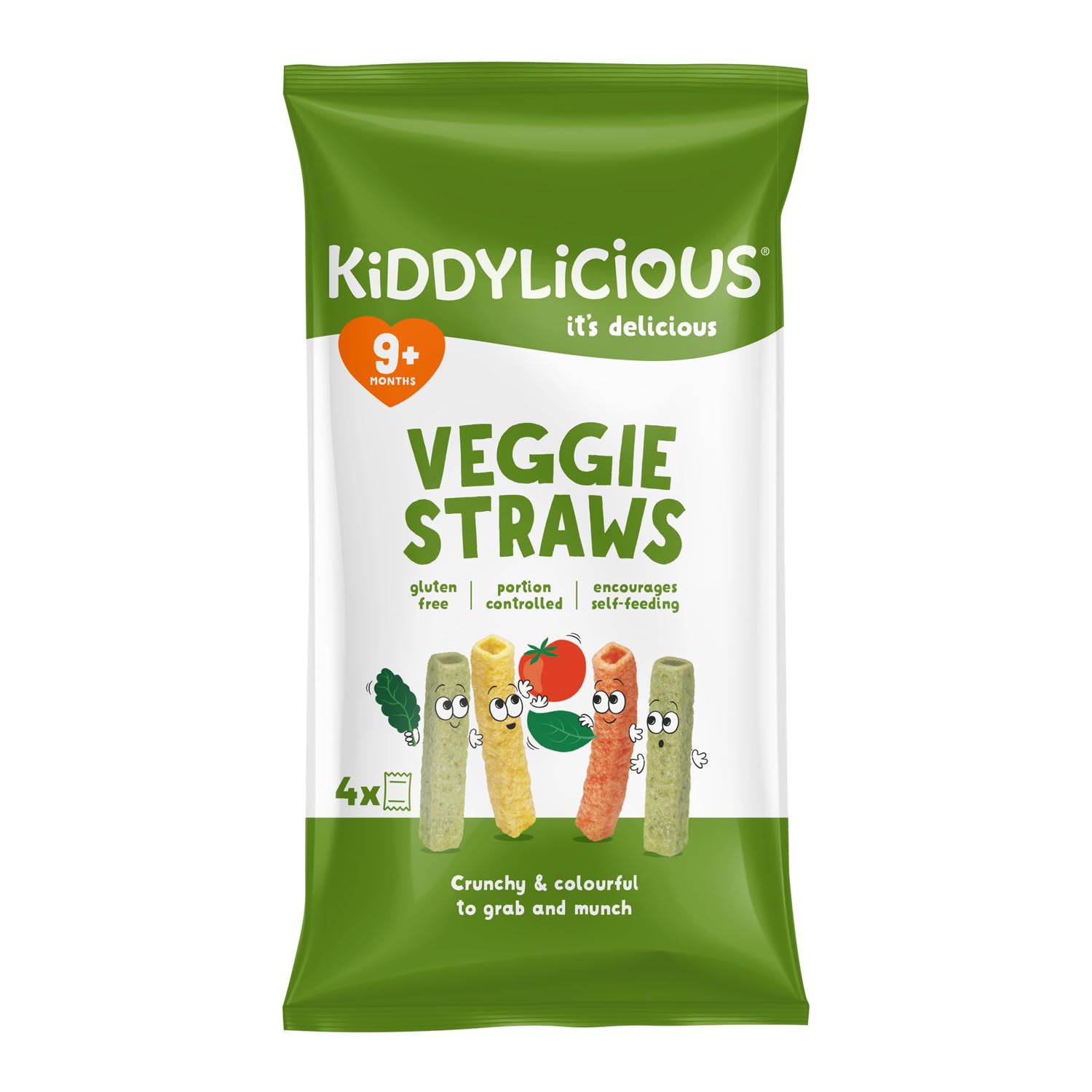 Kiddylicious Veggie Straws Original Gluten & Dairy Free Kids Snack, Suitable for 9+ Months 4x12g, large