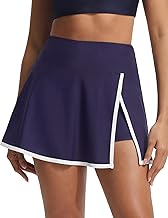BALEAF Women's High Waisted 14" Swim Skirts Boxer Liner Quick Dry Bathing Suit Split Swimsuit Bottom with Pocket