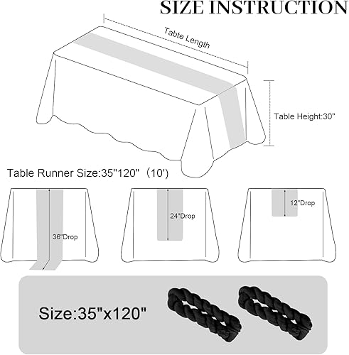 Miniatura 10 de MIAHART Camino de mesa azul polvoriento, camino de mesa de gasa de 35 x 120 pulgadas, 10 pies, camino de mesa de gasa para boda, fiesta, novia, baby