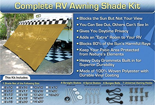 RV Awning Shade Motorhome Trailer Beige Awning Shade Complete Kit 10x20