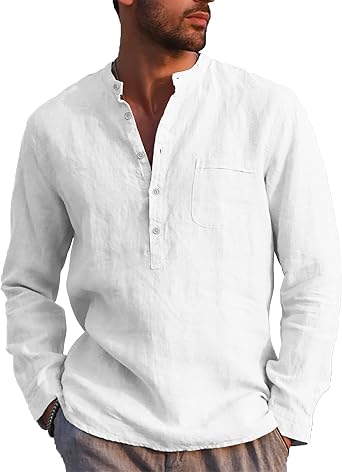 LVCBL Camisa de Manga Larga para Hombre, Camisa de Lino, Camisa de Verano  para el Tiempo Libre: Amazon.es: Ropa