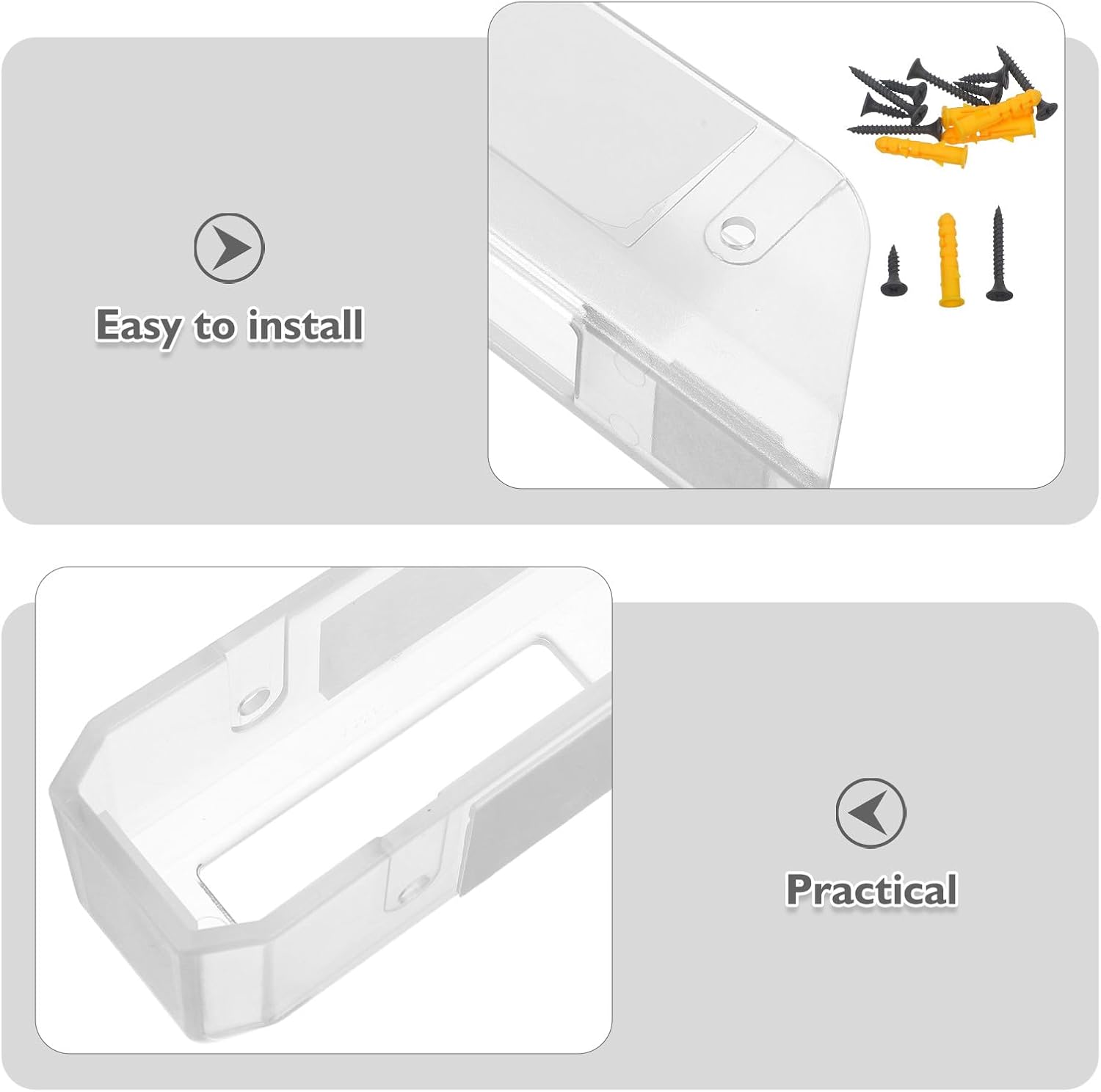 1 Pair Clear Under Desk Laptop Wall Mount Holder, Adaptable Width Adjustment Bracket, Universal Tablet Keyboard Holder Fit 30mm Thickness, Strong Adhesive/Screw Mount