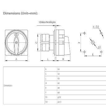 ATO 20A Rotary Switch, 4 Pole, 2 Position Universal Rotary Cam Switch, Safe and Reliable Changeover Switch (20A)