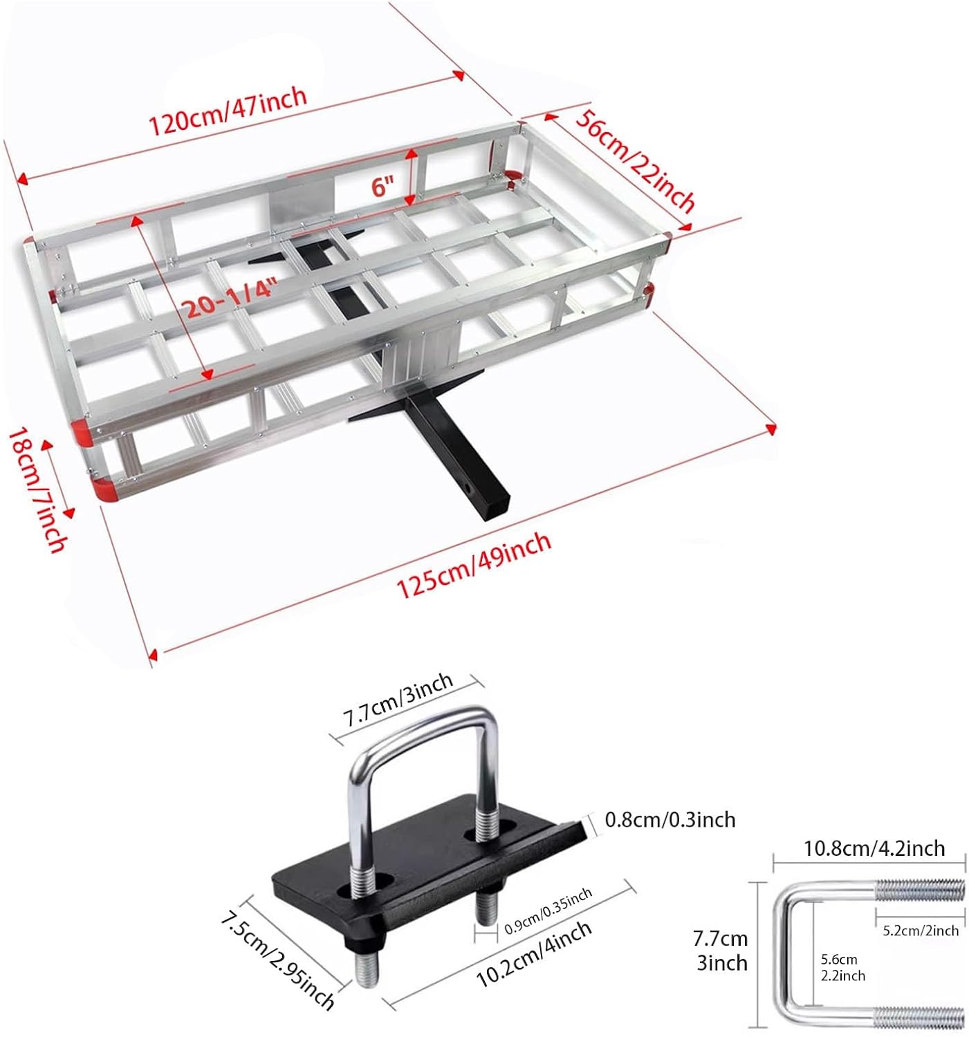 Hitch Cargo Carrier for RV's, Trucks, SUV's, Vans, Cars with 2" Hitch Receiver - 500-lb Load Capacity Vehicle Cargo Baskets