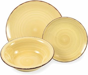 Villa d'Este Home Tivoli 2197966 Baita Acquarell Dinner Set 18-Piece Hand-Painted Stoneware 6 Assorted Tabletops