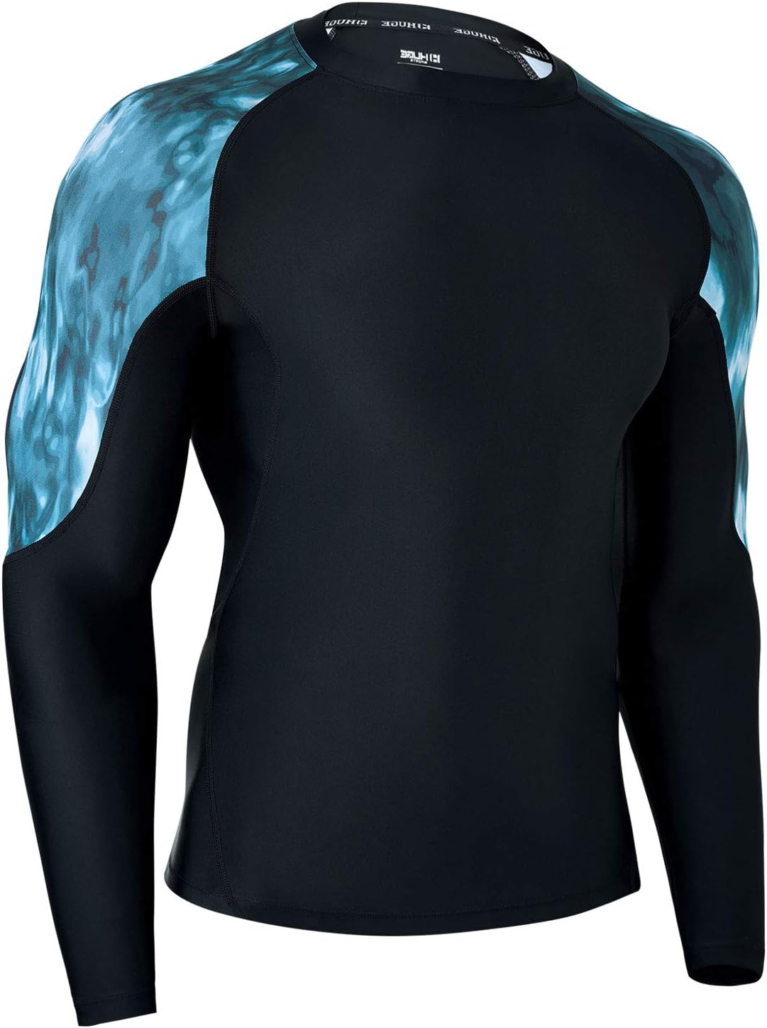 Men's Rash Guard Long Sleeves UPF 50+ UV Sun Protection Quick Drying Splice Compression Swim Shirts