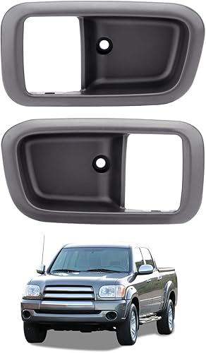 Miniatura 8 de Manijas de puerta interiores con bisel (par), compatibles con Toyota Tundra 2000, 2001, 2002, 2003, 2004, 2005, 2006, gris, conductor delantero