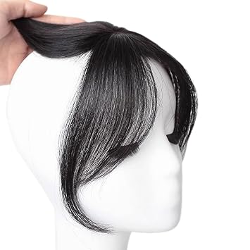 Toupee Replacement Bangs Toppers Flat Neat Hair Bangs For Daily Wear Women Fringe Hair Extensions Add Volumes Wigs For Women With Bangs, Natural Black