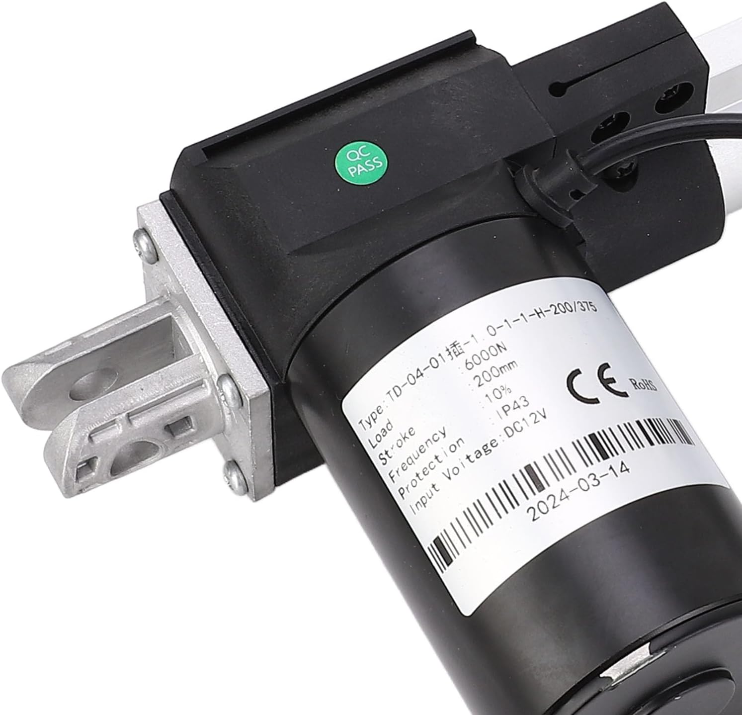 6000N Electric Linear Actuator Heavy Duty Motor 200MM Stroke for Medical Equipment Auto Car (12V)