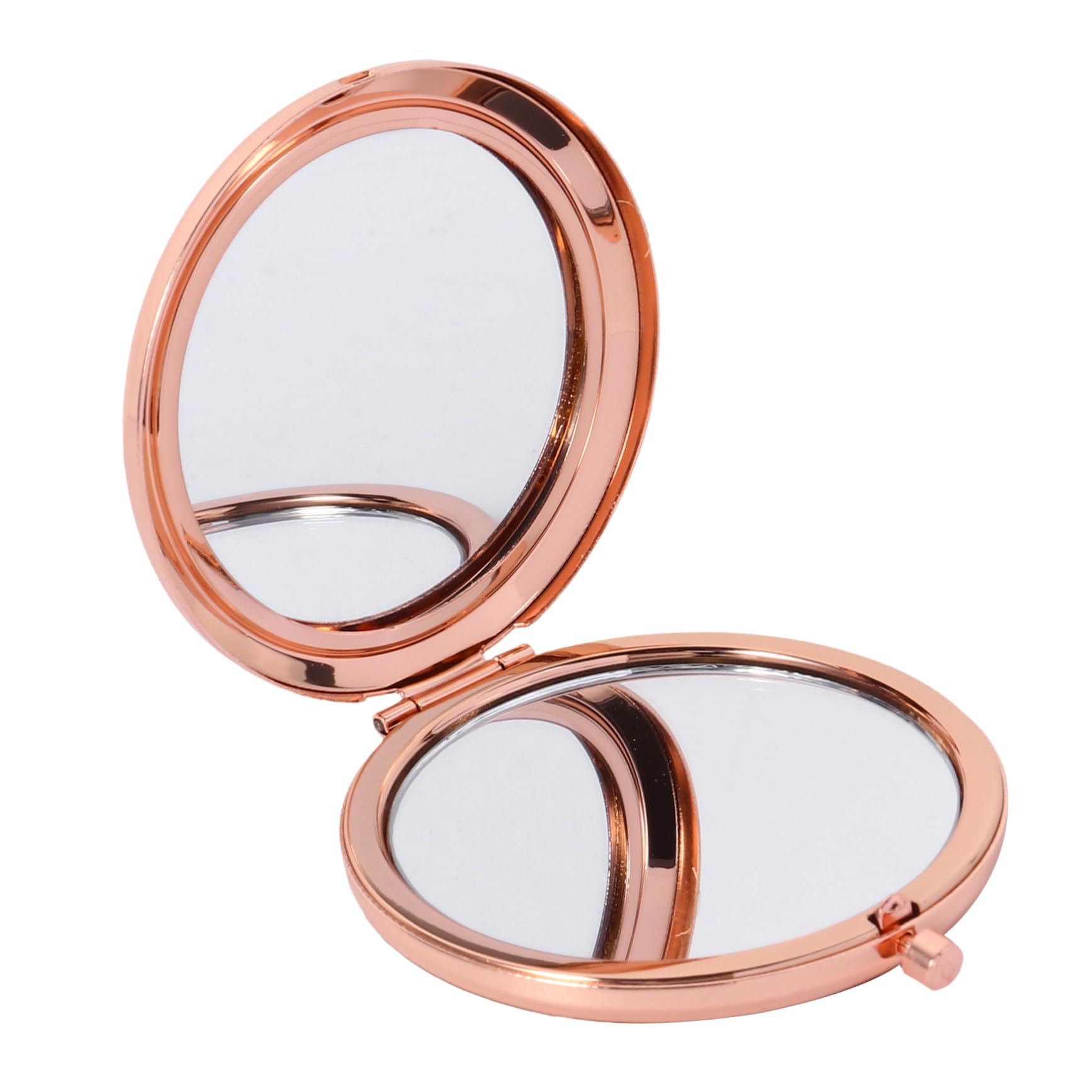 Miroir de maquillage rond portable double face de poche doré