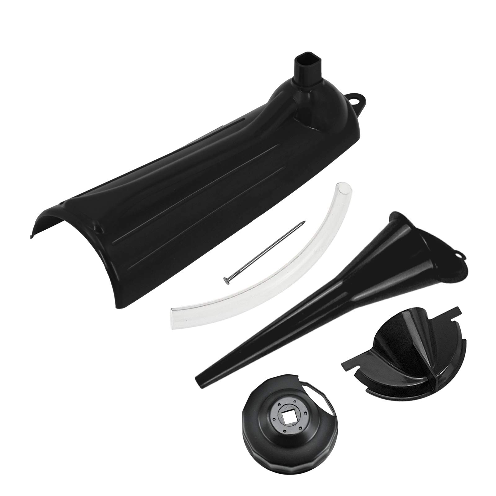 Chiave per filtro olio per motociclo Imbuto di scarico Primario Carter Case Oil Fill Change Kit Imbuto Drip Free Fit per Harley Sportster XL883 Breakout FXSB Touring Softail Dyna 4Pcs Nero
