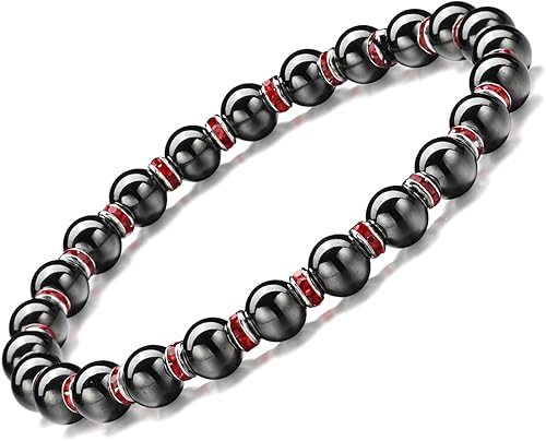 Pulsera magnética para mujer, pulseras de hematita, pulseras magnéticas con circonita, pulsera elástica hecha a mano, elimina la electricidad