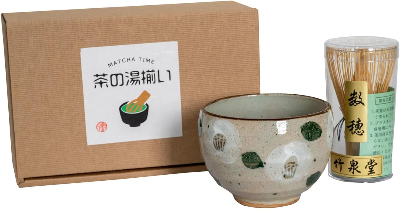 Mino Ware UM-00165S Matcha Rice Bowl, Ceramic, Approx. Diameter 3.7 x Height 2.8 inches (9.5 x 7 cm), Approx. 8.5 fl oz (250 ml), Microwave, Dishwasher Safe, Chasen Tea Utensils, Set of 2, Loose Bowl