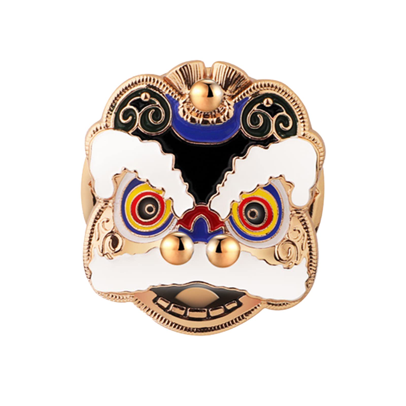 Push Start Button Cover with Lion Dance Designed, Cute Car Accessories Made of Zinc Alloy Metal, Engine Start Stop Button Cover, Car Decoration Interior (Black-Gold)