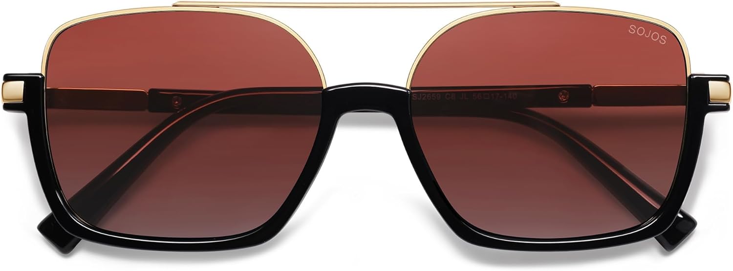 SOJOS Trendy Aviator Sunglasses for Women Men Polarized Retro Square Y2K Oversized Sun Glasses SJ2659 - Image 2