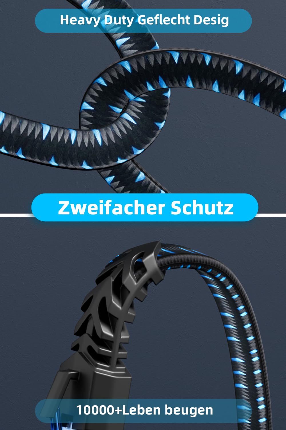 Ercielook Cavo Ethernet 2m, Cat 8 Cavo LAN schermato intrecciato professionale, cavo di rete Cat8 ad alta velocità 40 Gbps e 2000Mhz per router/giochi/modem