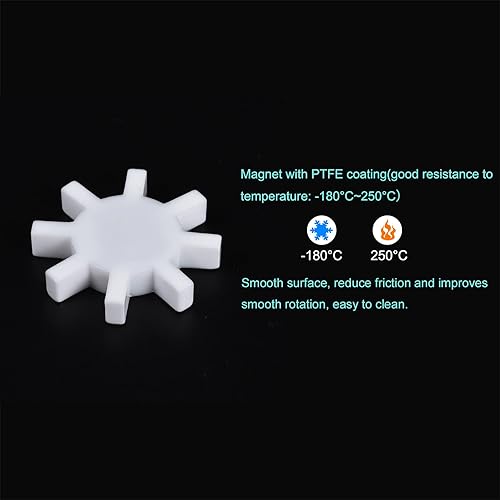 Vista 3 de MECCANIXITY Agitador magnético mezclador barra de agitación 39 mm (1,54 ") imán de recubrimiento de forma de engranaje blanco para laboratorio