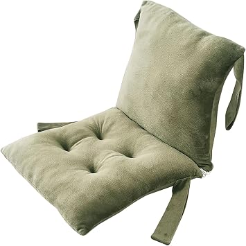 Crystal Velvet Chair Pads with Ties, One Piece Non Slip Chair Cushions with Detachable Back Supports, Thickened Memory Foam Seat Cushion for Office Dining Room Seat,Green