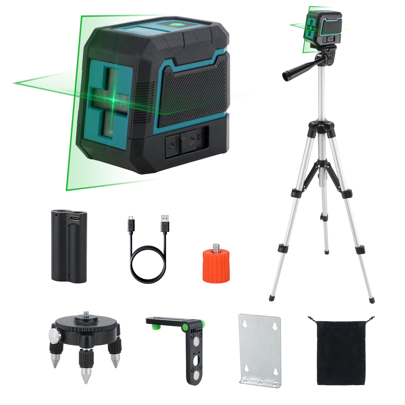 Anesty Green Laser Level with Tripod, Self Leveling Laser Levels Cross Line Lazer Level Kit with Manual/Self-Leveling Modes