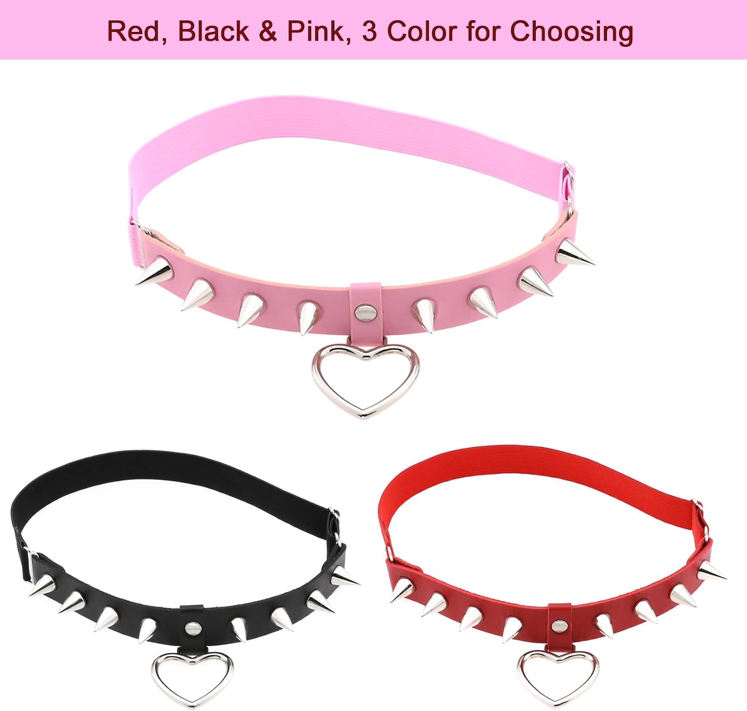 Adjustable Heart Leg Garter, Spike Thigh Garters Belt for Women Party Birthday Valentine Gift, 2PCs