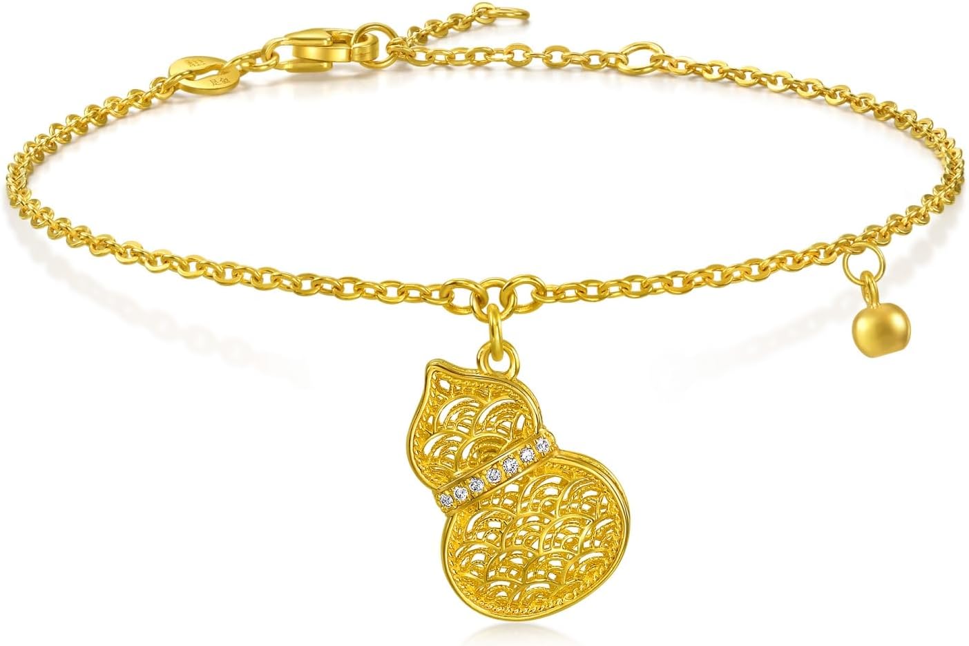 CHOW SANG SANG 999 24K Gold Cultural Blessings WULU Bracelet for Women 18cm 95554B