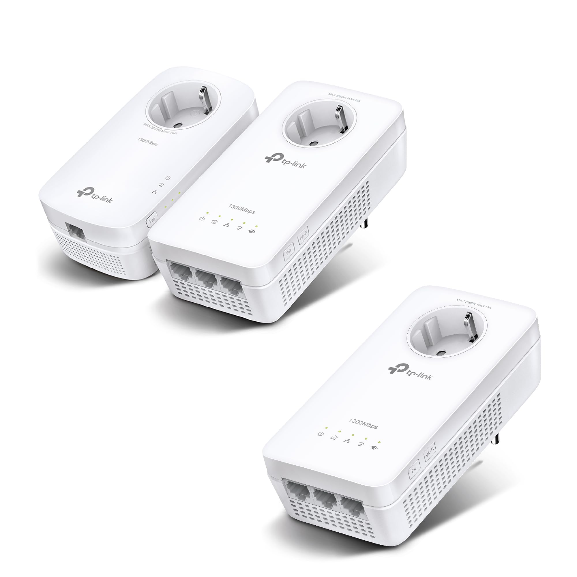 TP-Link TL-WPA8631P Powerline (Max. 600 Mbit/s Powerline, Max. 300 Mbit/s Wi-FI 2,4 GHz, Plug and Play, 1 pièce) Blanc & TL-WPA8631P CPL WiFi AV1300 Port Gigabit avec Prise gigogne