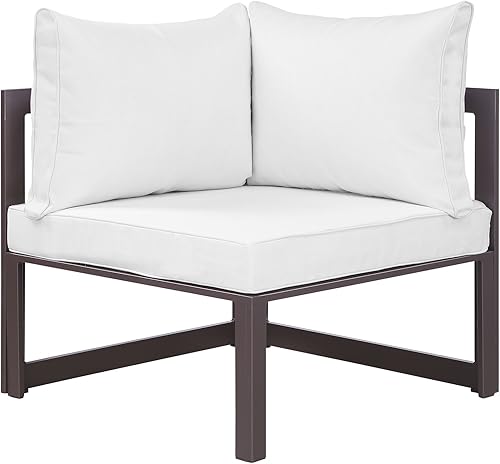 Vista 26 de Modway Fortuna otomana de aluminio para patio al aire libre, color blanco y gris