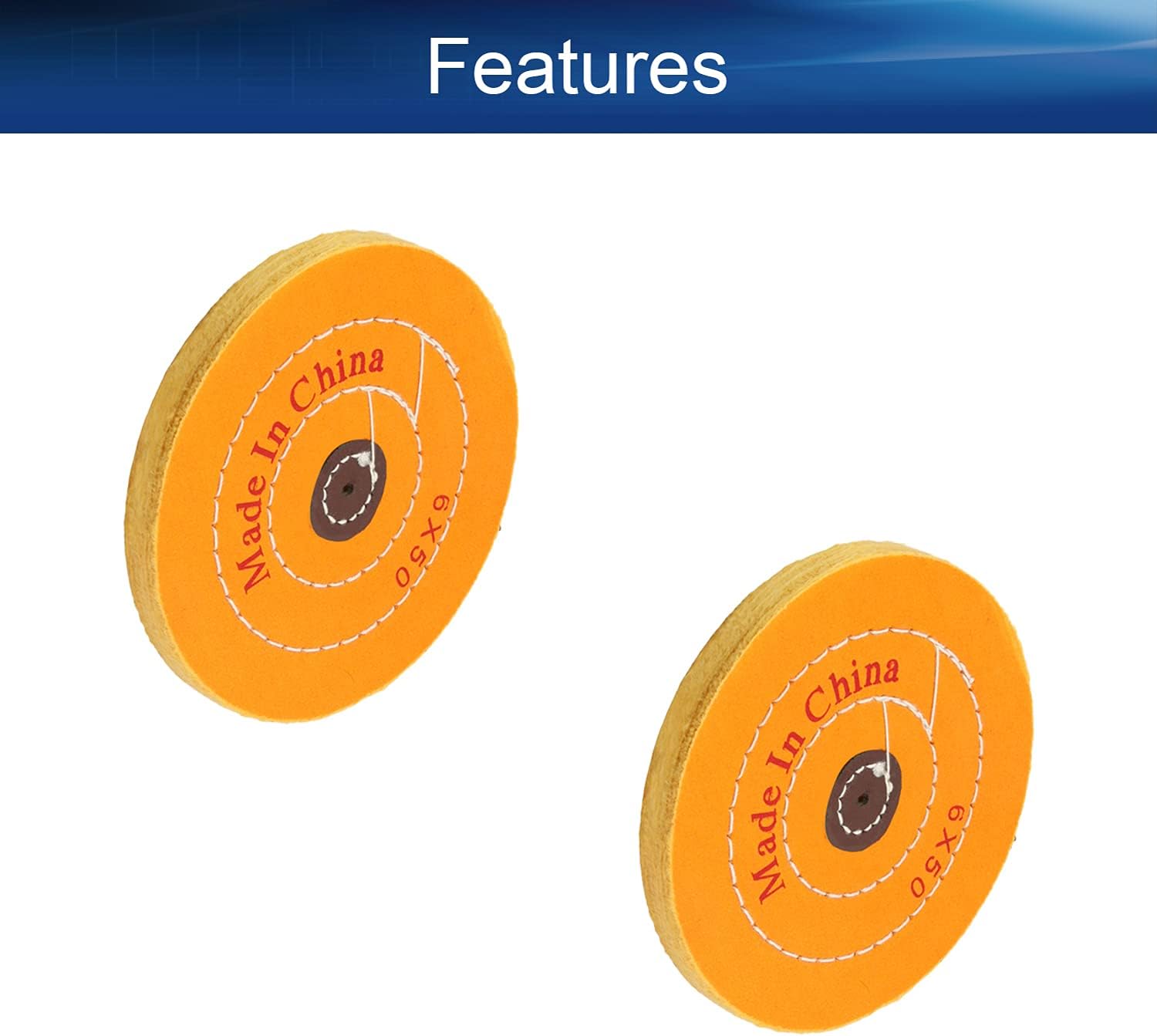 Auniwaig Buffing Polishing Wheel, Cotton,6 Inch,for Bench Buffer Bench Grinder Tool 4mm Arbor Hole 2Pcs