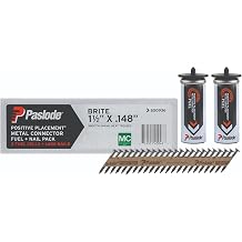 Paslode Positive Placement Metal Connector Fuel & Nail Pack - 1.5 inch x .148 Gauge - 2 Fuel Cells - 1,600 Nails - Heat Treated Nails - Building Code Recognized