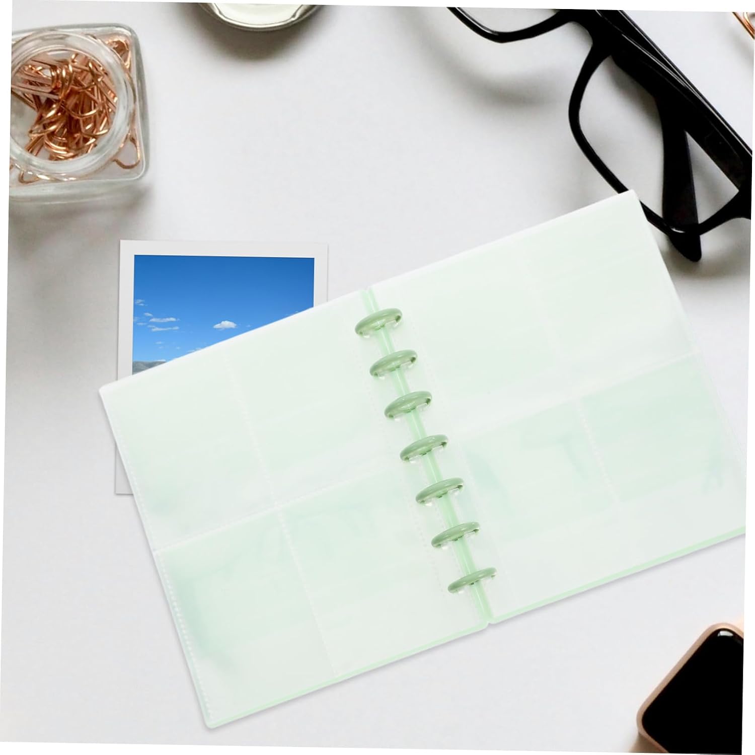 Green PP Photo Album Binder, 20 Pages with Four Pocket Grids