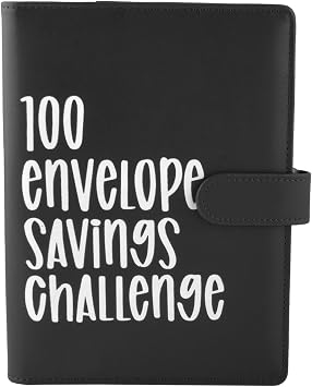 100 Envelopes Money Saving Challenge Binder, 100 Envelope Challenge Binder Money Savings Binder Envelope Savings Challenges Book with Envelopes, Fun and Easy Way to Save $5,050 Black