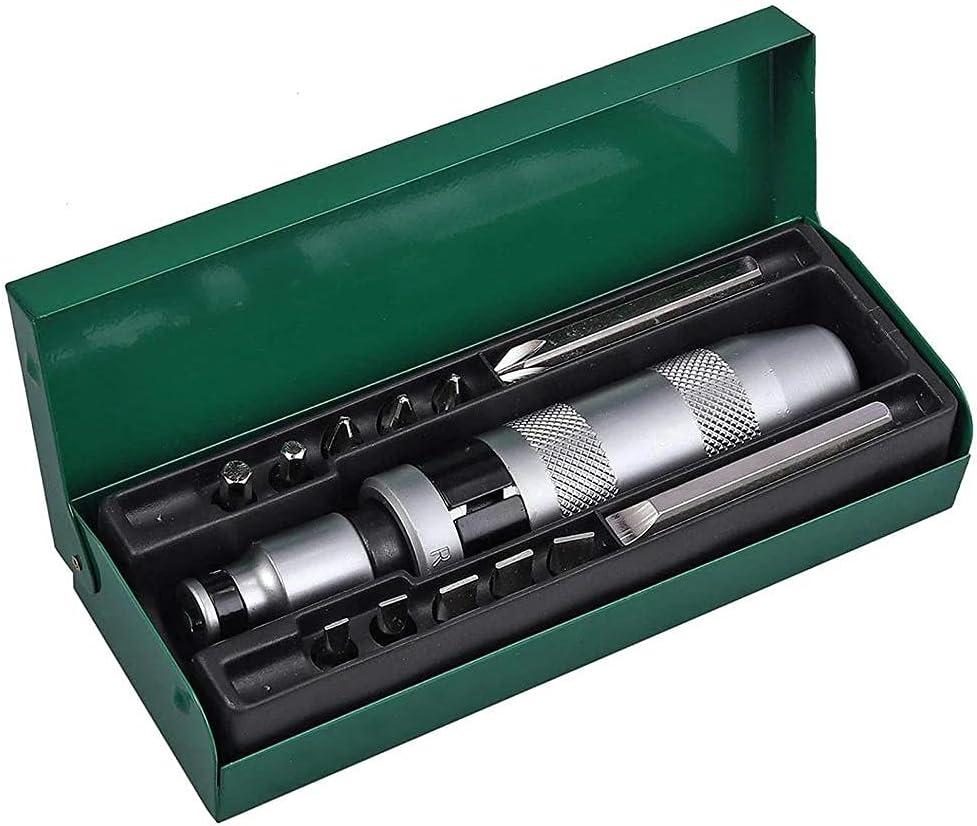Jadeshay Impact Screwdriver Set, 13 Piece Chromium-Vanadium Steel Shock Resistant Manual Reversible Tools with Durable Screw Extractor Bits