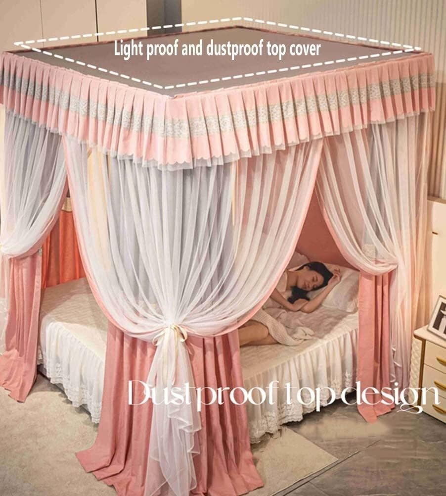 Bed Canopy Mosquito Net, Decorative Bed Curtain for Girls' Princess Bedroom with Metal Support (Colour: Pink-2, Size: 150x200 Cm/59x79 in) (Color : Blue-2, Size : 150X200cm/59X79inch)