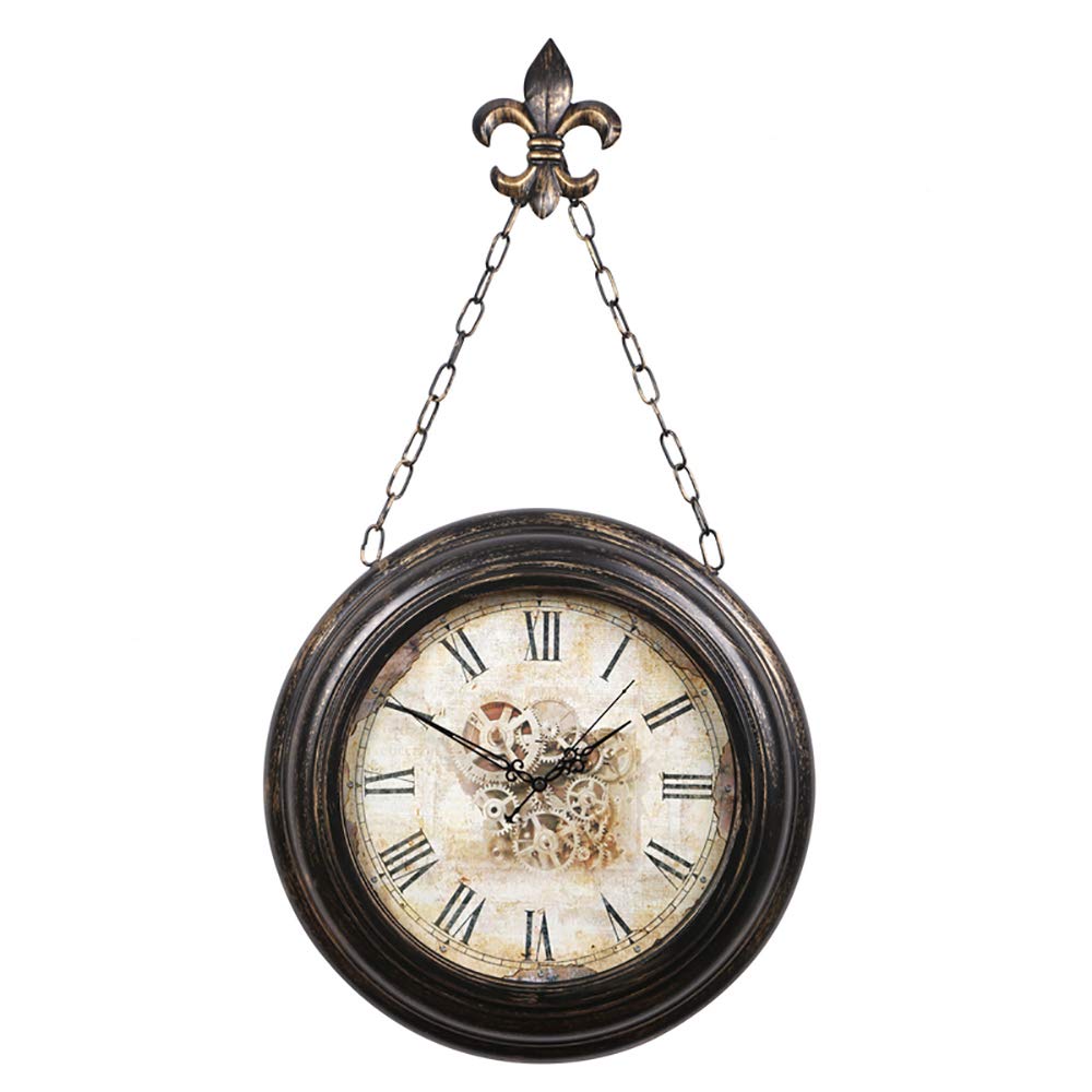 Horloge murale mouvement industry précision avec chaîne en fer forgé