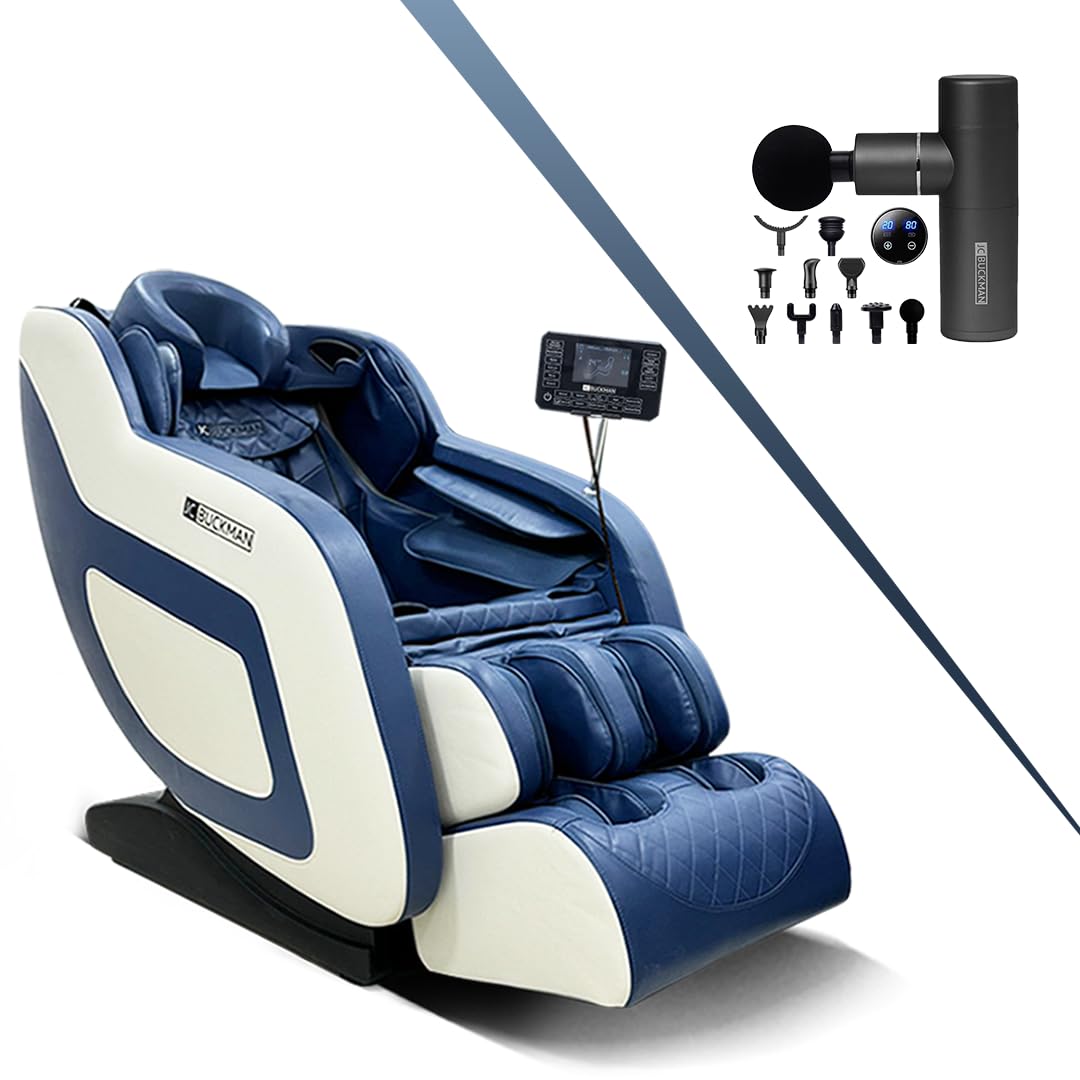 JC BUCKMANIndulgeUs Full Body Massage Chair + JoyUs Gun Massager with 6 Auto Programs, full body airbags, 2 levels of Zero Gravity, Hip & Seat Massage and Bluetooth speakers with 2 Years Warranty