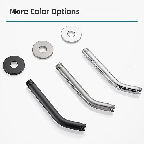 Miniatura 7 de Cobbe Brazo de ducha con brida y cinta de teflón, extensión de brazo de ducha de 6 pulgadas para cabezal de ducha fijo, negro mate